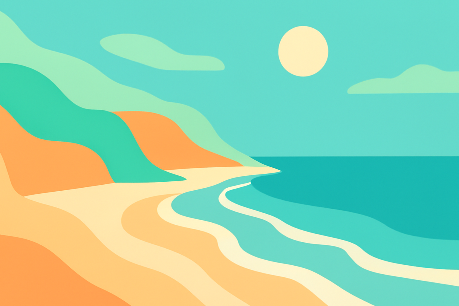 Minimalist coastal landscape symbolizing a calm, quiet mind