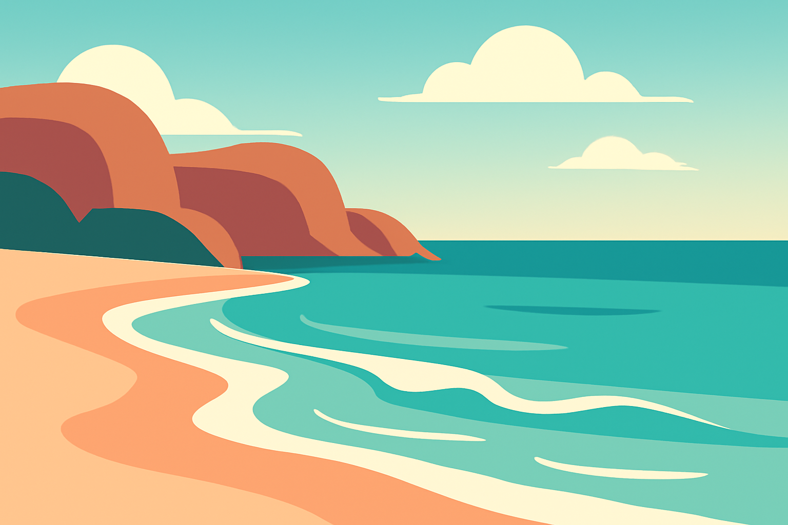 Minimalist coastal landscape suggesting calm, clear boundaries