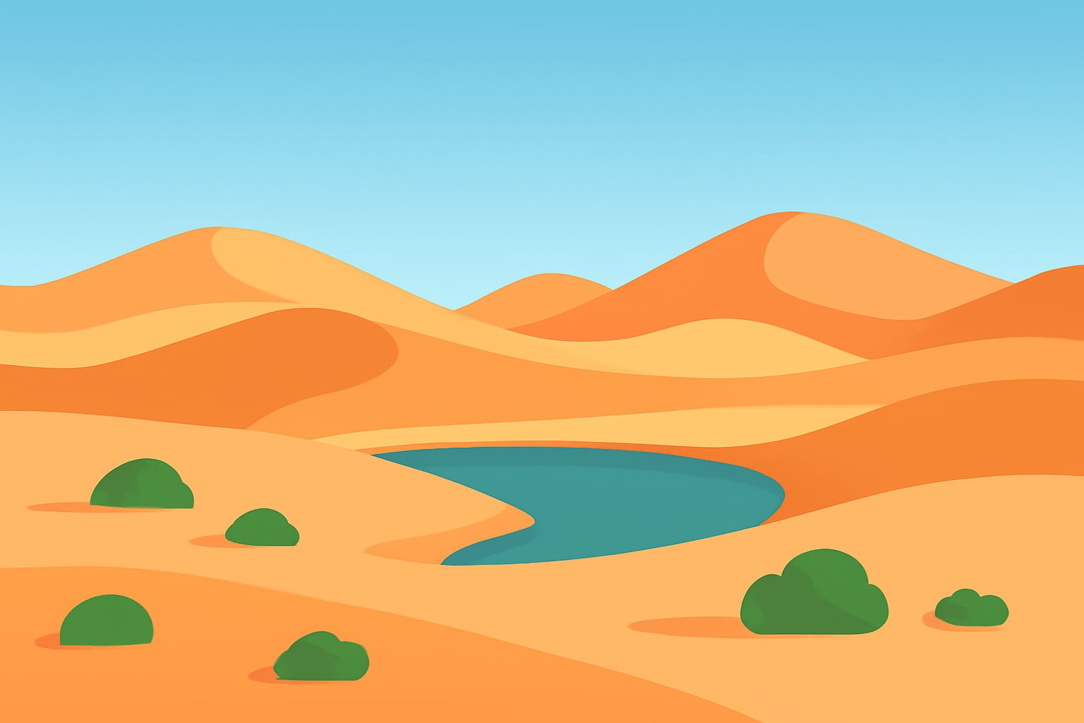 Abstract minimalist illustration of calm desert dunes under a wide sky