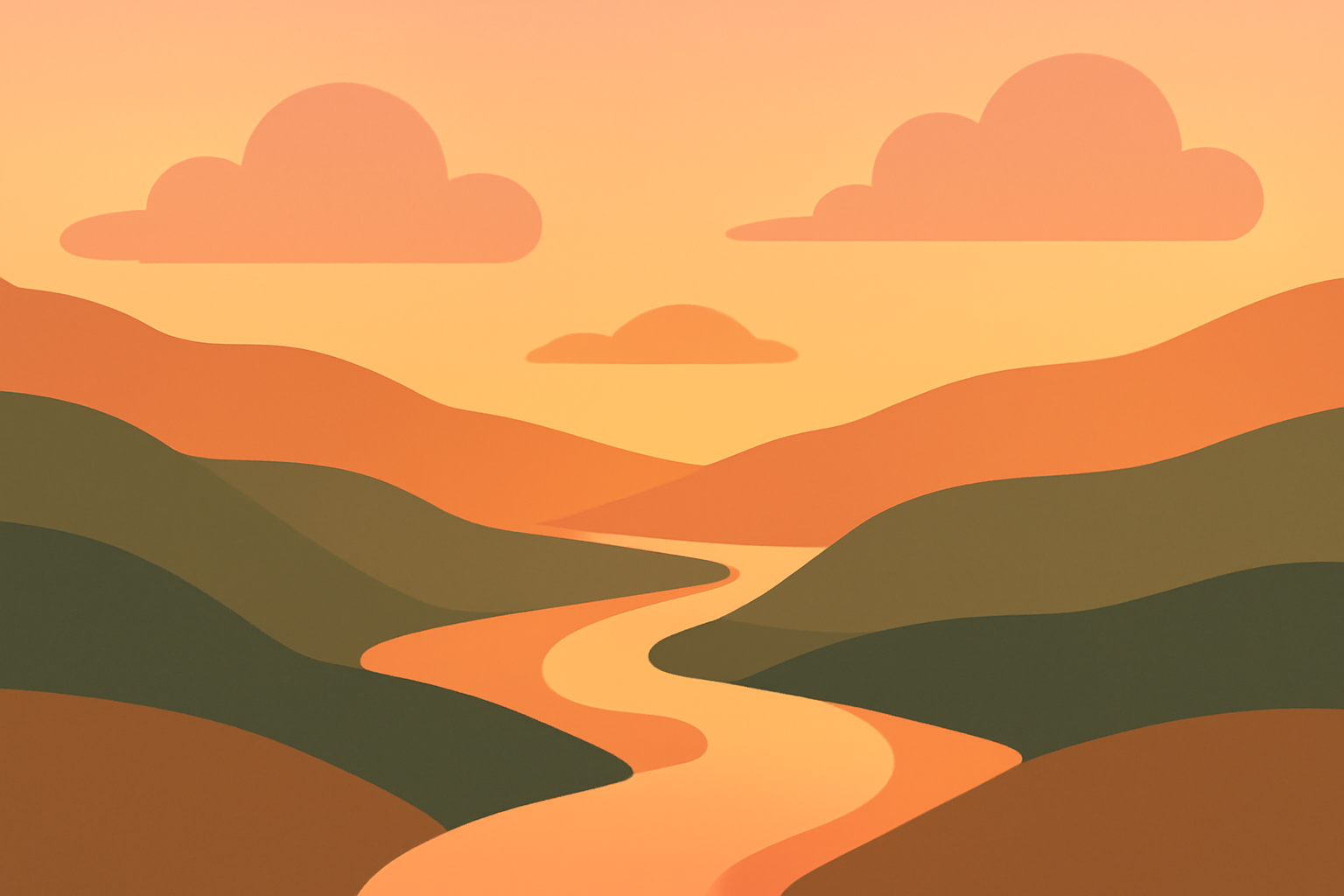 Minimalist vector landscape suggesting calm breathing and balance