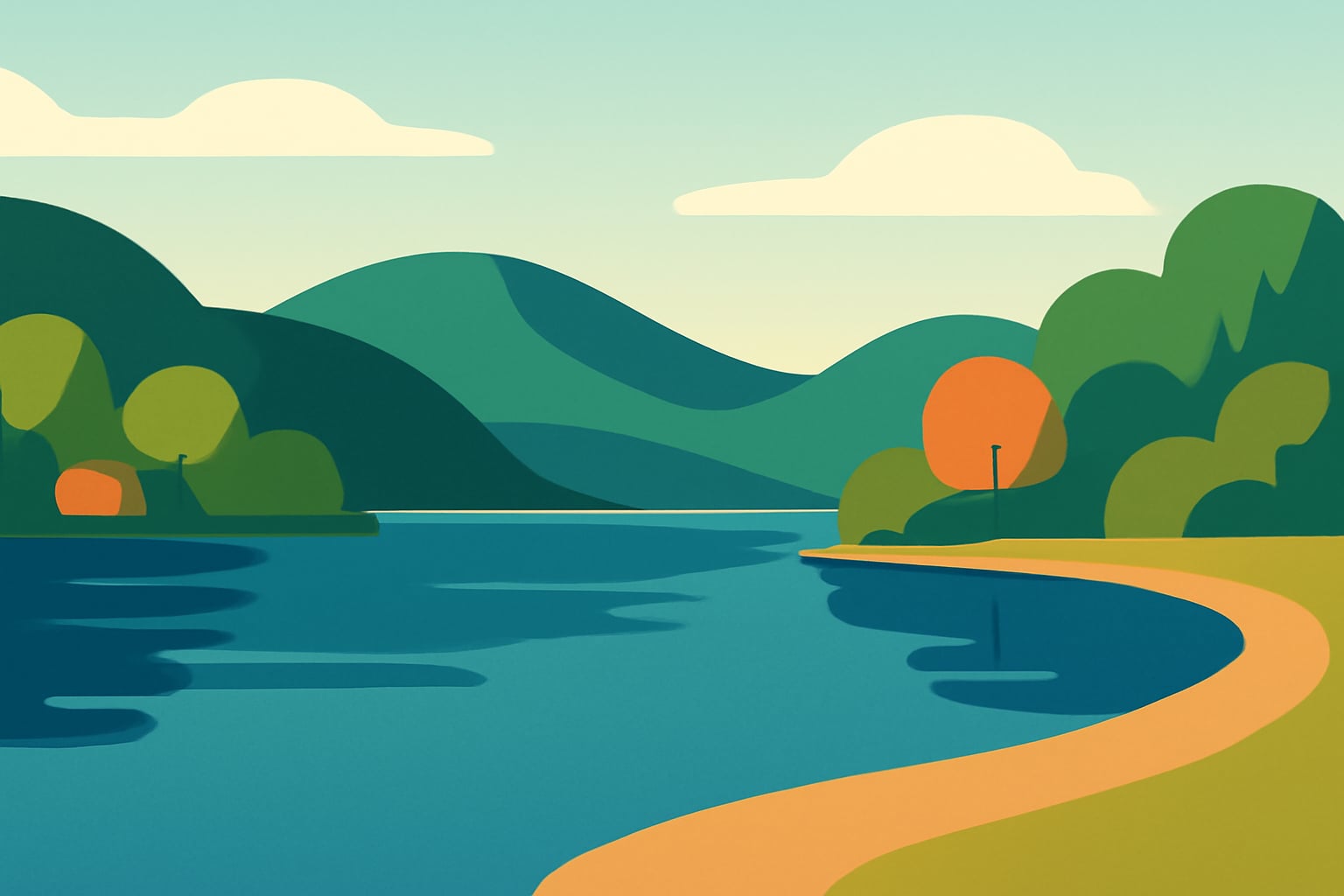 Person standing calmly by a lake practicing breathing before a speech